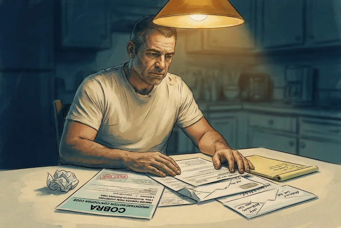 Man reviewing COBRA letter after job loss